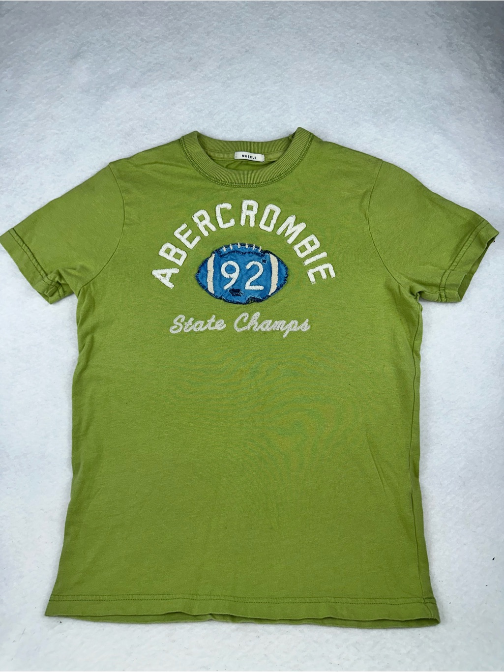Y2k Abercrombie Baby Tee Green 92 Football Muscle Fits Women Xs S Babydoll Fit